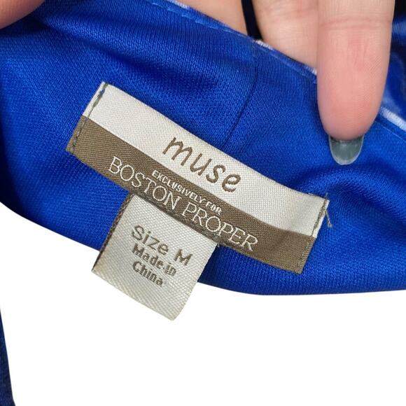 Muse for Boston Proper Blue Printed Embellished Boho Maxi Dress SZ M - Picture 7 of 8